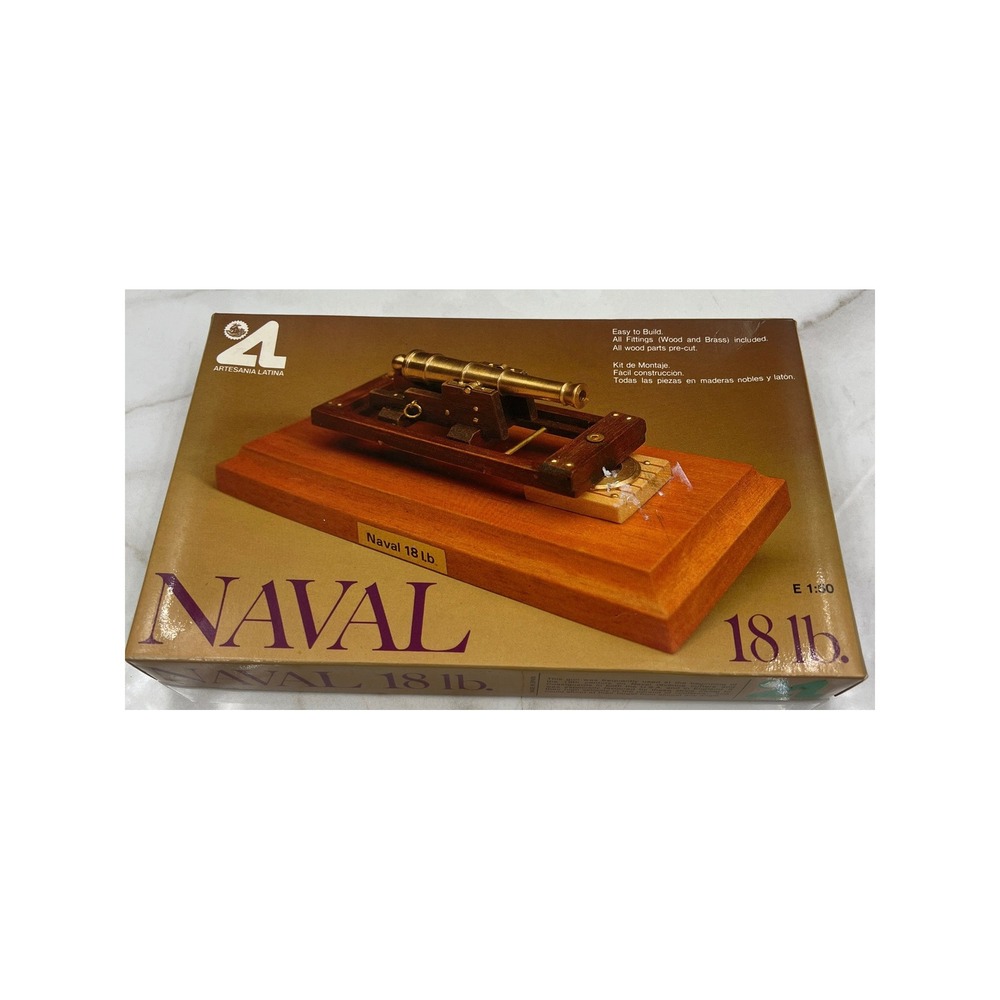 Artesania Latina Naval 18 lb Cannon Model Kit 1:50 Scale Wood Brass Vintage
